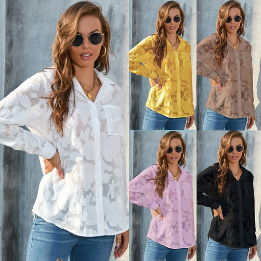 Plus Size Women's Loose Top Casual Chiffon Shirt