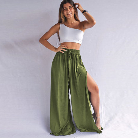 Pantalon  décontracté à jambes larges avec cordon de serrage